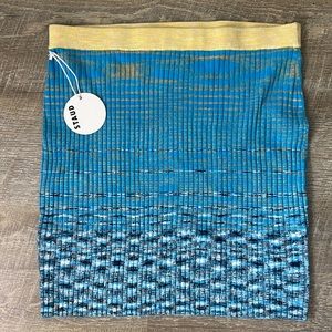 NWT STAUD Piera Space - Blue Dye Rib Knit Mini Skirt Size XL